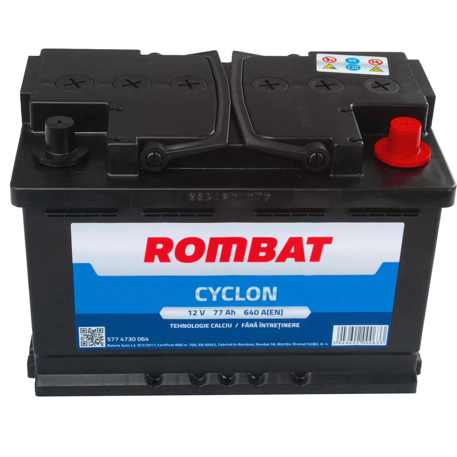 Acumulator Rombat Cyclon 12V 77 Ah 640A