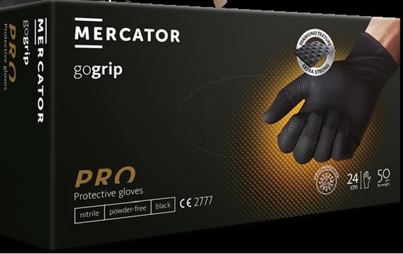 Cutie cu 50 manusi din nitril texturate culoare negru marime M