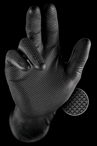 Cutie cu 50 manusi din nitril texturate culoare negru marime 8/M Grippaz